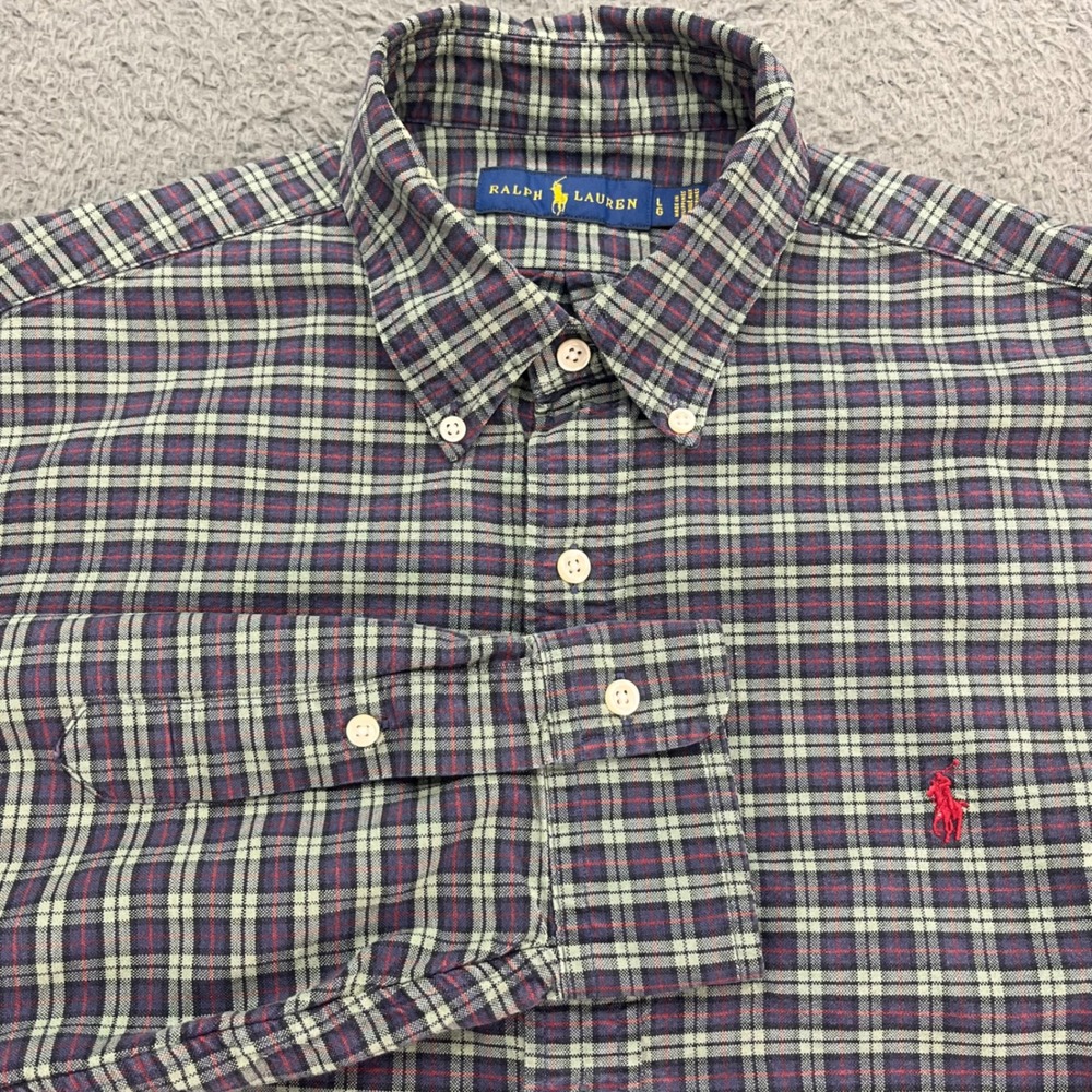 Polo Ralph Lauren Mens‎ Plaid Button Down Shirt Long Sleeve Red Pony Logo Large